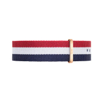 【Daniel Wellington】DW 錶帶 Classic Cambridge 20mm藍白紅織紋錶帶-玫瑰金(DW00200003)