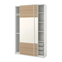PAX/MEHAMN 衣櫃/衣櫥組合, 白色/雙面設計 染白橡木紋, 150x44x236 公分