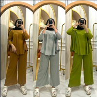 setelan atachi knit rib lengan 7/8