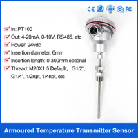 Pt100 Input Pipe Temperature Sensor Furnace Thermal Resistance RTD With Shielded Wire