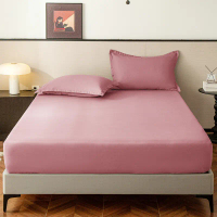 Solid color simple style Fitted Bedsheet Soft Brushed Cadar Cartoon Breathable Mattress Cover beige 