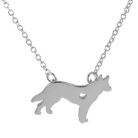 1Pc New German Shepherd With A Heart Pendant Animal Pet Necklace Mix Color Link Chain Celebration Gift Tag Men Women Jewelry