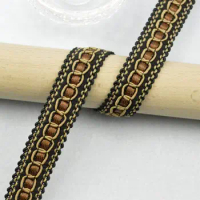 5Meters Curve Cotton Lace Trim Centipede Braided Ribbon Gold Fabric Clothes Sewing Supplies Craft Accessories Width 17mm Coffee