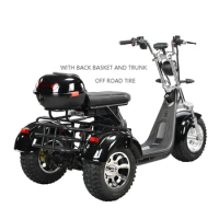 eHoodax three wheel e bike speed 40kmph off road tire electronic e tricycle trike e bike adult 3 wheel electric scooter