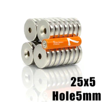 2/5/10PCS 25x5-5 Permanent NdFeB Strong Magnets 25*5 mm Hole 5mm Round Countersunk Neodymium Magnetic Magnet 25X5-5mm 25*5-5