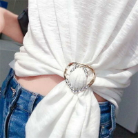衣角打結扣環絲巾扣百搭神器襯衣下擺t恤體恤女衣服裝飾配飾胸針
