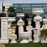 歐式羅馬柱花園裝飾庭院擺件花盆底座天使人物雕塑丘比特景觀擺設