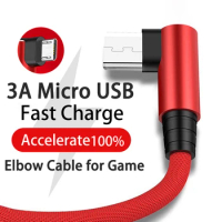 3A Fast Charging USB Micro Cable 90 Degree Elbow Data Cable for Samsung Xiaomi OPPO VIVO Mobile Phone Charger Usb Cable
