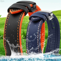 Nylon Rubber Watchband 20mm 22mm Waterproof Silicone Wrist Band Bracelet for Mido Tissot Citizen Butterfly Buckle Watch Strap