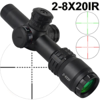2-8x20IR Optics Hunting Riflescope Reflection Cross-Hair Reticle Compact Scopes Adjustable Red/Green Illumination Tactical Sight