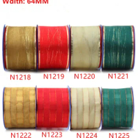 64MM X 25yards Wired Edge Ribbon for Christmas Wreath Decoration Wrapping Gift Packaging