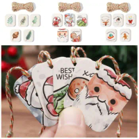 48/50 pcs Merry Christmas Paper Gift Tag Snowman Deer Santa Claus Paper Label Hang Tags Party DIY Decor Xmas Gift Wrapping Tags