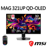 【滑鼠組】msi微星 MAG 321UP QD-OLED 31.5吋 電競螢幕 (31.5 /3840x2160/16:9/165Hz)