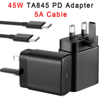 For Samsung 45W Super Fast Charger For Galaxy Z Fold Flip 5 4 3 S23+ S22+ S21 Tab S9 S8 A73 With 5A Type C Cable Phone Adapter