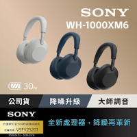 【Sony索尼】WH-1000XM6 旗艦無線降噪耳機 (公司貨 保固12+6個月)