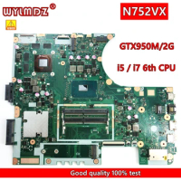 N752VX With i5-6300 / i7-6700HQ CPU GTX950M/2G notebook Motherboard For ASUS N752V N752VX Laptop Mainboard Tested Working