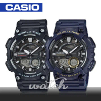 CASIO 卡西歐 電子錶 雙顯男錶 樹脂錶帶 防水100米 電話簿記錄 世界時間 AEQ-110W-2A