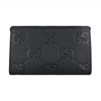 【GUCCI 古馳】GUCCI JUMBO GG經典雙GG LOGO 壓印設計牛皮拉鍊手拿包(黑)