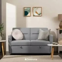 Dekoruma ATSUMI Sofa Bed Sleeper 2 Dudukan / Sofa Tamu Lipat Multifungsi 2 Seater Kulit - Hitam