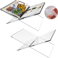 2 Sets Acrylic Book Stand Transparent Clear Book Display Stand For Cookbook Art Book Bible Guest Book Holder Textbook Stand