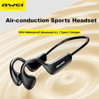 Awei A896BL Air-conduction Sports Headset Wireless Bluetooth Earphone In-Ear Waterproof Neckband with Mic Type-C Headphones
