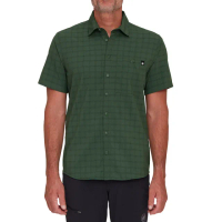 【Mammut 長毛象官方直營】Lenni Shirt Men 機能短袖格紋襯衫 男款 綠樹林/黑 #1015-01470