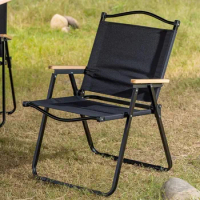 Camping Chair Outdoor Portable Tourist Chair Aluminum Alloy Wood Grain Folding Chair Beach Equipment Kermit