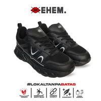 Ehem - Sepatu Sneakers Unisex Onyx Black Silver Running 41