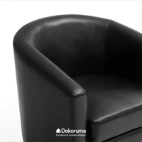 Dekoruma KARA Sofa 1 Dudukan / Sofa Ruang Tamu Minimalist / Single Seater Sofa Kulit - Hitam