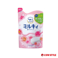 (任選)日本牛乳石鹼 牛乳精華 玫瑰花香沐浴乳補充包400ml