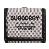 BURBERRY  黑標字母標誌帆布三折零錢袋短夾(黑灰)