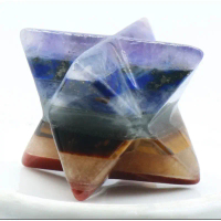 Seven Chakra Merkaba Star of David, 7 Chakras Merkaba Star Palm Stone , Hand Carved Healing Anti Anx