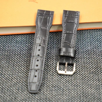 20 21 22mm black first layer cowhide slub leather strap substitute for IWC watch strap men's belt