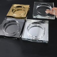 Luxury Premium Crystal Glass AshTray Large Size Square Shape Ashtray Cigar Smoking Accessory Household Office KTV Smoking Supply
