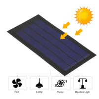 1W 6V Mini Portable Power Solar Panel Amorphous Silicon Solar Cell DIY Waterproof Camping Compatible for Light Fan Garden Pump