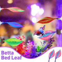 Betta Bed Fake Silicone Betta Leaves Hammock For Small Tank Leaf Pad With Suction Cup Fish Resting Spot Fish Bed For Tank Betta