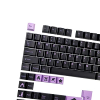 GMK Lilac on Black PBT Keycap 142 Keys Full Sets Cherry Profile DYE SUB For MX Switch Gateron Kailh TTC Mechanical Keyboard
