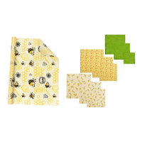 Reusable Beeswax Food Wrap 9 Piece 3 Small, Medium, 3 Large, Assorted 3 Pack Beeswax Wraps With Beeswax Food Wrap