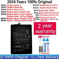 100% Original Battery For Xiaomi Hongmi Mi Redmi Pocophone Poco M3 X3 K20 7 9T 10X Note 5 7 6 8 8T 9 9T 9S 10 10S Pro Batteries
