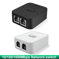 2 Port Gigabit Network switch RJ45 Switch Network Splitter Cable Extender 1000mbps Selector Power Free 2 Way adapter Connector
