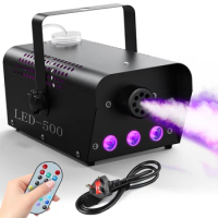 Colorful RGB LED Smoke Fog Machine 500W Smoke Machine Remote Fogger Ejector DJ Disco Party Stage Light Fog Machine