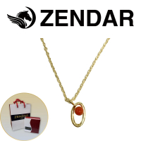 【ZENDAR】頂級天然沙丁紅珊瑚圓珠3-3.5mm字母銀色項鍊 227257 字母O