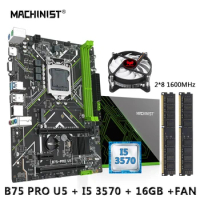 MACHINIST B75 Motherboard Set Kit Core I5 3570 CPU LGA 1155 Processor + DDR3 2*8GB 1600MHz Memory combo CPU cooler VGA NGFF M.2