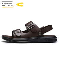 Camel Active Brand Shoes Summer New Buckle Strap Men's Sandals Designer Genuine Leather Mens Cowhide Fashion Man Beach Shoes