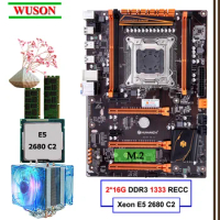Build PC HUANANZHI deluxe X79 LGA2011 gaming motherboard set Xeon E5 2680 C2 with CPU cooler RAM 32G(2*16G) DDR3 1333MHz RECC