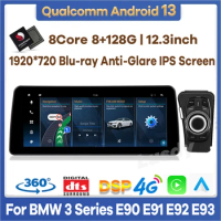 12.3" Qualcomm 8+128G Android 13 Car Video Player for BMW 3 Series E90 E91 E92 E93 IDrive Auto Radio GPS Stereo CarPlay Screen