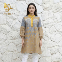 LANGITJUA - Tunik Kiranti 02 | Atasan Baju Kerja Batik Wanita Motif Abstrak Modern