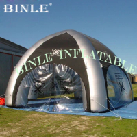 Durable silvery beams inflatable spider tent with transparent doors inflatable canopy event station for promotion