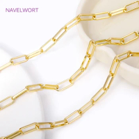18K Gold Plated Brass Paperclip Link Chain Flat Oval Cable Chain For Jewelry Making DIY Handmade Crafts Accessories Wholesale