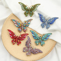 Fashion Colorful Rhinestone Butterfly Brooch Wedding Crystal Rhinestone Insect Brooch Bouquet Scarf